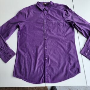 Twice Mens Long Sleeves Button Up Shirt Purple 100% Cotton Sz M